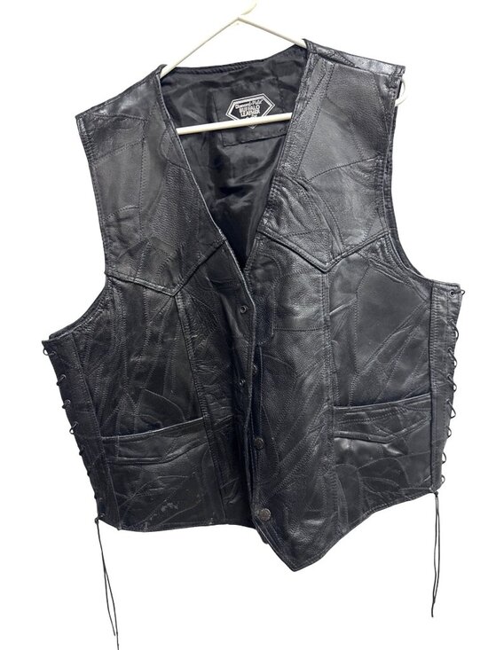 Diamond Plate Buffalo Leather Other - Diamond Plate Buffalo Leather Vest With Side Laces & Snap Buttons